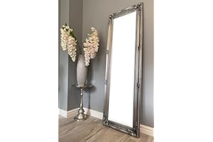 DOWNTON INTERIORS UK Tall Antique Silver Full Length Dressing Wall Mirror with Bevelled Glass - Overall Size: 142 cm x 47 cm