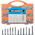 Brackit 545 Piece Self Tapping Screws Assortment Set – Secure Wood Screw Fastenings Kit – Assorted Sizes – For Repair, Maintenance & Assembly (545 Piece)