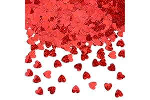 MARFOREVER Heart Confetti Glitter, Wedding Red Confetti Metallic Foil Hearts Confetti Decoration Sequins Confetti for Party Birthday Valentine's Day Engagement Table Decorations