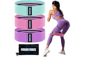 FUSION VIBES Resistance Bands, Fabric Resistance Bands for Glutes, Booty Bands for Women and Men, Workout Bands for Working Out Legs, Butt, Glute- Stretch Gym Fitness Bands, Workout Equipment, Workout Bands.