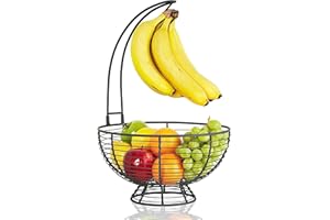 Regal Trunk & Co. Cesto per frutta grande con gancio per banana l Cesto per frutta rustico da fattoria francese l Cesto per frutta con porta banana rimovibile l Ideale per frutta e verdura