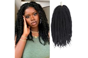 Samtress 14 Inch Marley Twist Braiding Hair 8 Packs Black Afro Kinky Twist Braiding Hair for Faux Locks Crochet Hair Synthetic for Women Jumbo Marley Twist Hair Extension (#1B)