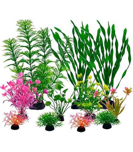 SNSYGN 17-teiliges Aquarium Pflanzen Set – Künstliche Plastikpflanzen, Grün, 10–25 Cm – Deko Für Süß- &