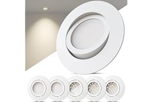 ‎SCANDINAVIAN HOME LYSEA Scandinavian home 6er Set LED Einbaustrahler 230V - Dimmbare LED Spots 230V Warmweiß 3000K, 3,4W 470 lm, CRI 90+, 68mm Lochmaß - IP44 Badezimmer Geeignet - Deckenspots Weiß-Matt, Schwenkbar