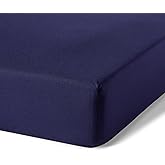 Amazon Basics Organic Cotton Fitted Sheet for 160 cm Beds, 160 x 200 cm, Navy Blue