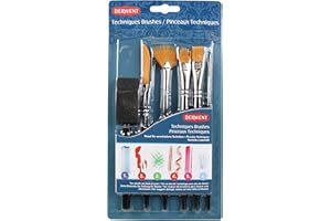 Derwent Set di 6 Pennelli Assortiti, per Pittura e Stratificazione, Qualità professionale