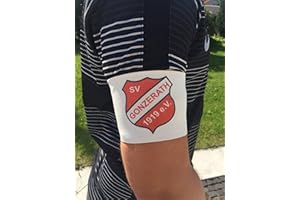 wDesigns Kapitänsbinde Armbinde Schleifen Premium Klett 9cm inkl. Druck Vereinslogo (weiß, 38)