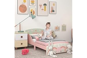 ZONEKIZ Toddler Bed Frame, Kids Bedroom Furniture for Ages 3-6 Years, 77 x 143 x 60cm - Pink