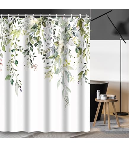A.Monamour Duschvorhang Wasserdicht | 165x180 Cm, Aquarell Pfingstrosen Design | Polyester, Gewichteter Saum