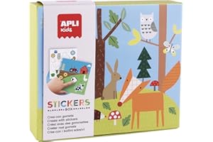 APLI Kids 18819 zestaw naklejek z naklejkami, różne kształty w kartonowym pudełku BOSQUE - zestaw naklejek do uzupełniania grafiki