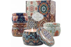 VETOUR Scented Candles Gifts Set for Women: 4pcs Aromatherapy Soy Candle Sets Relaxing Stress Relief Aroma Gift for Girls Home Bath Yoga Portable Candles (Retro)