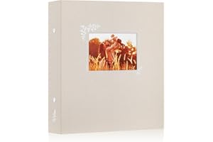 Lanpn Album Photo 11,5x15 11x15 400, Lin Tissu Album pour Vertical Photos Pochette (Beige)