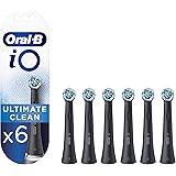 Oral-B iO Ultimate Clean Testine Spazzolino Elettrico, Confezione da 6 Testine di Ricambio Nere, Rimuove il 100% della Placca