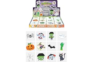 Henbrandt 12 x Mini Halloween Temporary Tattoos for Children 12pc Packs Kids Halloween Party Bag Favours Loot Bag Fillers Spooky Lucky Dip Trick or Treat Favours for Boys and Girls