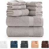 Todocama - 8 Piece Bath Towel Set 100% Cotton (550 GSM) Extra Soft, High Absorbent and Quick Drying, 2 Bath Towels, 2 Hand an