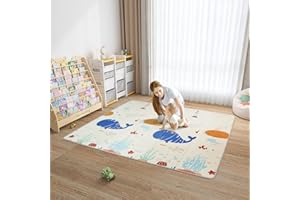 BanaSuper 180x200x1cm Baby XPE Tappetino da Gioco Pieghevole per Bambini Tappetino in Schiuma per Strisciare Impermeabile BPA Gratuito Non Tossico Bambini Portatile Tappetino Reversibile (Mare)
