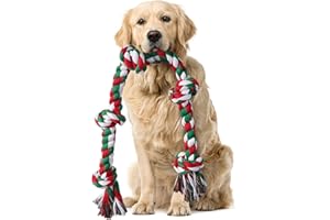 Aitmexcn Hundespielzeug Seil Weihnachten, XXL 95cm Hundespielzeug Unzerstörbar für mittelgroße und große Hunde, Interaktiv Dog Rope Toy für Tug of War