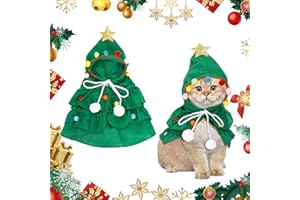 PWSAP Capa de Navidad para Mascotas con Sombrero, Disfraz de Árbol Navideño para Gatos y Perros Pequeños, Cosplay para Cachorros y Gatitos, Verde