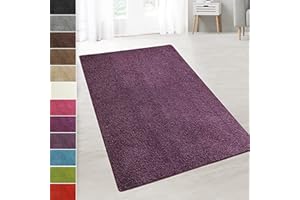 ‎CASA PURA casa pura Teppich Wohnzimmer Lila Flauschiger Teppich 66x200cm Läufer, weicher Wohnteppich Deko für Schlafzimmer, Kinderzimmer, Flur mit antirutsch Unterseite, Shaggy Hochfloor Barcelona