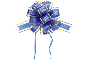 HARIENDNY 6 Pack 6 Inch Blue Ribbon Bow Large Pull Bow Gift Wrapping Bows Wrapping Pull Bows Wedding Gift for Birthday Holiday Party Gift Decorations