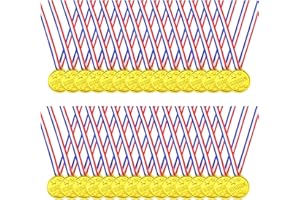 SUGHAW 30 Pezzi Medaglie per Bambini, Vincitore Medaglie Bambini Plastica Oro Medaglie Winner Medaglie Bambini con Nastri al Collo Oro Medaglie di Vincitore Adatto per Concorsi Scolastici Premi Apprendimento