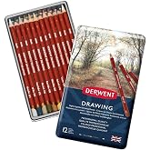 Derwent Drawıng Serisi Yağlı Kuru Kalem Seti - 12 Renk Metal Kutulu