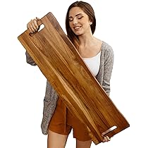 Tagliere rettangolare con manico in legno d'acacia cm 37x23