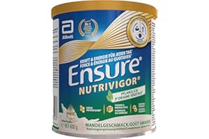 Ensure NutriVigor d'origine végétale - Complément alimentaire avec protéine, HMB et 27 vitamines et minéraux, y compris la vitamine C, le magnésium et le zinc - Saveur amande - 1 x 400g