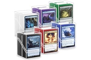 MLIKERO 6 cajas transparentes para tarjetas con 600 fundas para tarjetas y separador de tarjetas, formato estándar, perfecto para MTG, tarjetas coleccionables (6 colores)