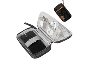 BASVII Travel Cable Organizer Bag, wielofunkcyjny pokrowiec na kable, ładowarki, power bank i USB, z uchwytem, ​​idealny do podróży i codziennego użytku(Czarny)