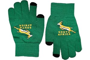 Beyond Happy South Africa Adult Gloves - Springboks Rugby Touch Gloves - 100% Acrylic Bokke Winter Accessory