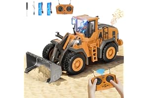 maysida Excavadora teledirigida de juguete con luz y sonido para niños de 3 a 12 años, 2,4 GHz RC Excavadora Bulldozer con pala de metal, vehículos de construcción, regalo para niños para