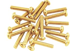 Musiclily Basic 2,8x17mm Metal Rosca Métrica Tornillos de Pastilla de Bobina Simple para Guitarra Eléctrica Strat Stratocaster/Tele Telecaster, Dorado(Juego de 20)