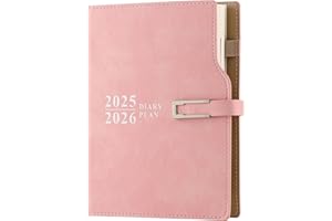 GOLDAYPLN Agenda scolaire 2025-2026 - 1 jour par page - Format A5 - 25/26 pages par jour - 12 mois - Pour l'école, la famille et le travail - Rose