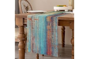 VELVHOM Camino de Mesa Otoño Caminos de Mesa Moderno Salón Naranja Azul Arte Pintura Patrón Camino de Mesa Lino para Fiesta Cena Vacaciones Banquete Restaurante al Aire Libre 40x140cm