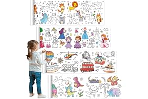 ZOCONE 4 Pack Colouring Drawing Paper Roll for Kids 3m x 30cm, Fun Painting Paper Roll for Children DIY Art Painting Color Filling Paper for Children's Drawing Roll of Paper for Kids(4 Themes)