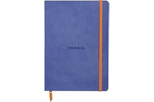 RHODIA 117408C - Saphir Soft Notebook - A5 - Lined - 160 pages - Ivory Clairefontaine Paper 90 g/m - Bookmark, Elastic Closure - Faux Leather Cover - Rhodiarama Collection
