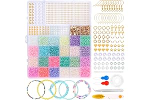 TILENVI Cuentas Para Pulseras, 16000 Cuentas De 3 mm, 24 Colores, Mini Perlas Empaquetadas Por Separado, Juego De Perlas Con 280 Cuentas De Letras, Accesorios De Perlas/Herramienta De Cuentas, Juego De