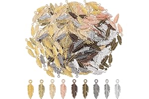 DICOSMETIC 180Pcs 9 Colors Feather Charm Bulk Alloy Feather Pendant Bird Plume Charms Metal Wing Pendants Mini Dream Catcher Feathers Charm for Necklace Bracelet Earring Jewelry Making