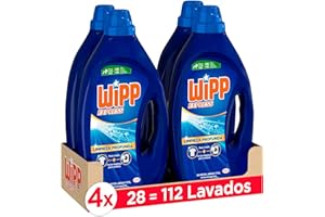 Wipp Express Limpieza Profunda Gel (4 x 1260 ml), detergente líquido con potente acción quitamanchas ropa, deja un frescor higiénico en la lavadora, apto para agua fría