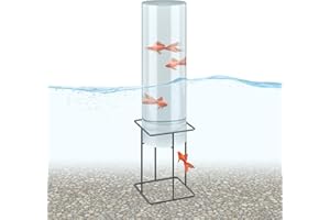 Relaxdays Fish Column, HWD: 87 x 22 x 22 cm, Acrylic, Metal, Tower for Garden Pond, Originak Decoration, Clear/Grey