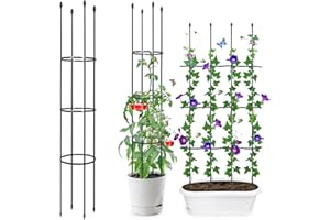ThxToms Tuteur pour plantes grimpantes en métal,160 cm,Avec 20 clips pour plantes,Cage à tomates,Support pour plantes,Obélisque,Treillis,Pour tomates, roses, fleurs