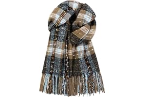 WORPICE Winter Scarf for Women - Women's Plaid Blanket Scarf, Reversible 200x63cm Shawl Wrap, Style Soft Warm, Cozy Gift for Her