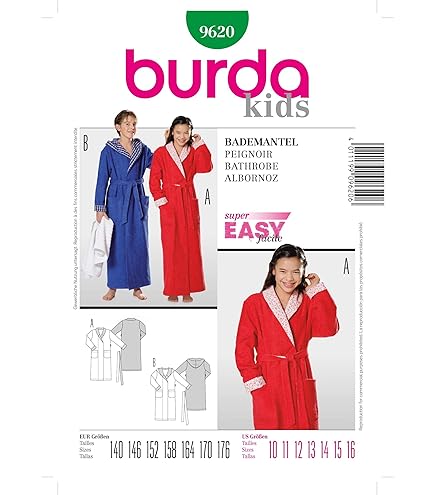 Burda 6094 Peignoir De Bain à Capuche - Patron De Couture Pour