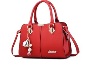 DORRISO Sac à Main Femmes Mode Sac Bandoulière Sac Cuir PU Poignée Sac Bandoulière Travailler Voyage Quotidien Décontracté Femmes Sac à Main Rouge