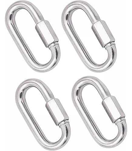 Set 6 Moschettoni In Acciaio Con Ghiera A Vite – Robusti E Anticorrosione – Per Amache, Campeggio Ed Escursionismo – 6,1 Cm - 4
