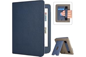 Caweet Étui pour Tolino Shine Color/Shine 5(2024)/Shine 4(2022) et Kobo Clara Colour/BW/2E, Couverture à Support Pliable avec Fente pour Carte, Sangle pour la Main et Auto Sleep/Wake, Bleu