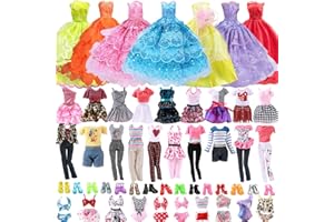 Carreuty 20 ubrań dla lalek, 10 butów + 3 ubrania + 2 zestawy bikini + 2 formalne ubrania w losowej kolejności, prezenty urodzinowe