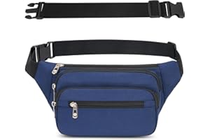 IHIGOGOFA Sac Banane Taille Homme Femme Ville Sacs Banane Unisexe avec Ceinture allongée de 60 cm et Poches à 4 Fermetures à glissière Ceinture réglable pour la randonnée d'entraînement en Plein air