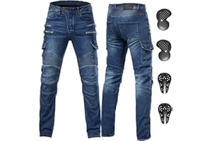 ForMTRider Jeans Moto Homme avec Armure CE Amovible, Éléments d'Aération Réglables, Confort Annuel